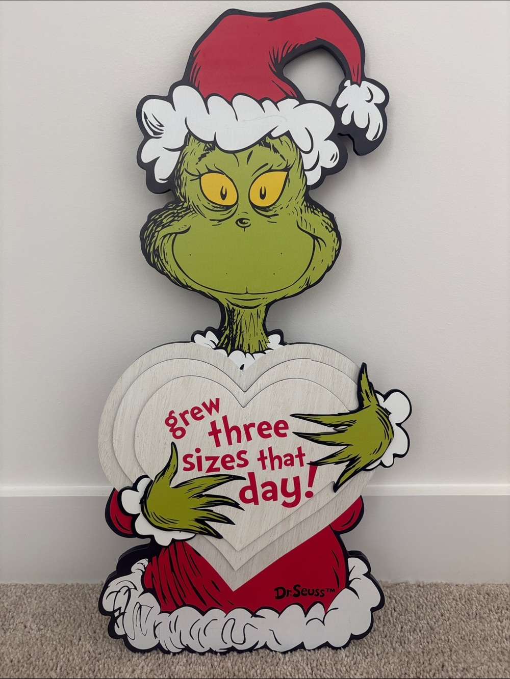 Dr. Seuss Grinch Holiday Wall Art - Green, Red, White, Yellow 12.25X25in